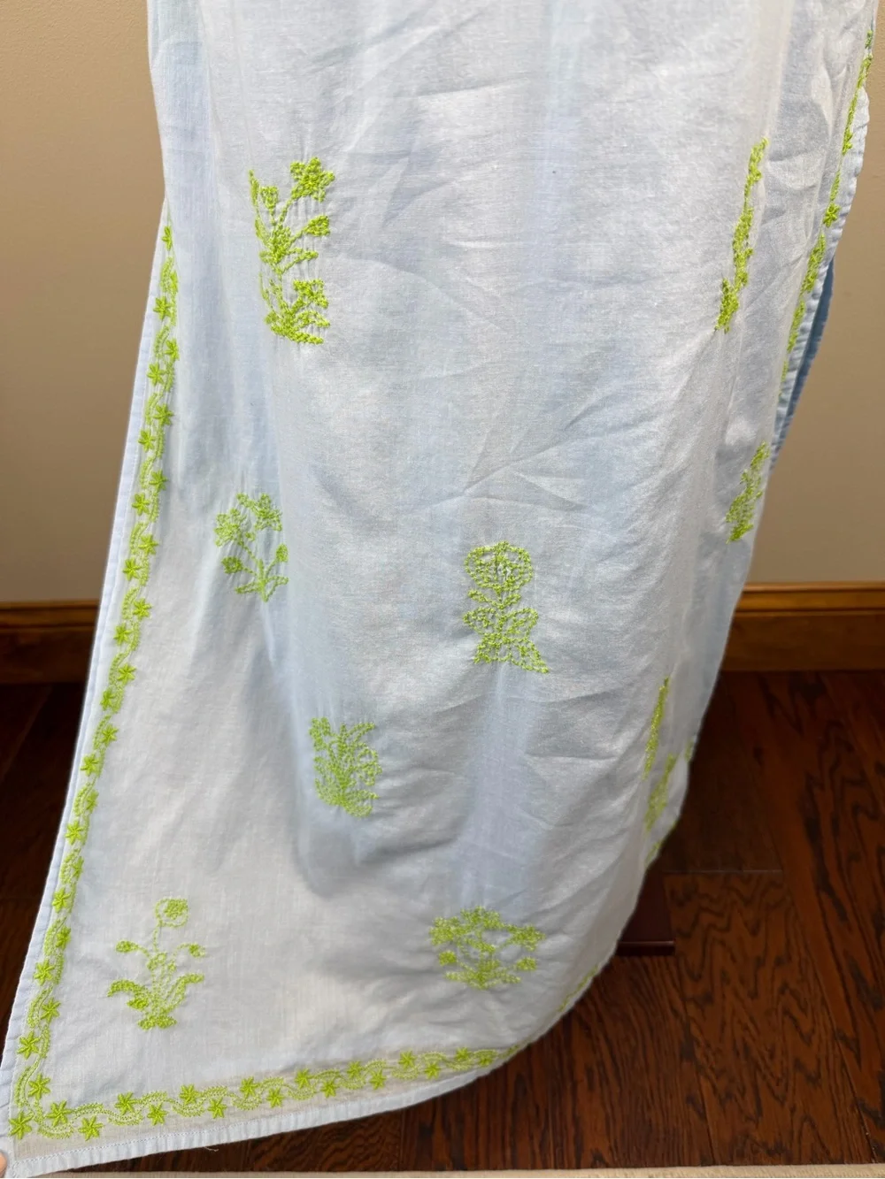 Gretchen Scott Blue Embroidered Kaftan Dress Size Small Resort Cover Up Tunic - Picture 7 of 16